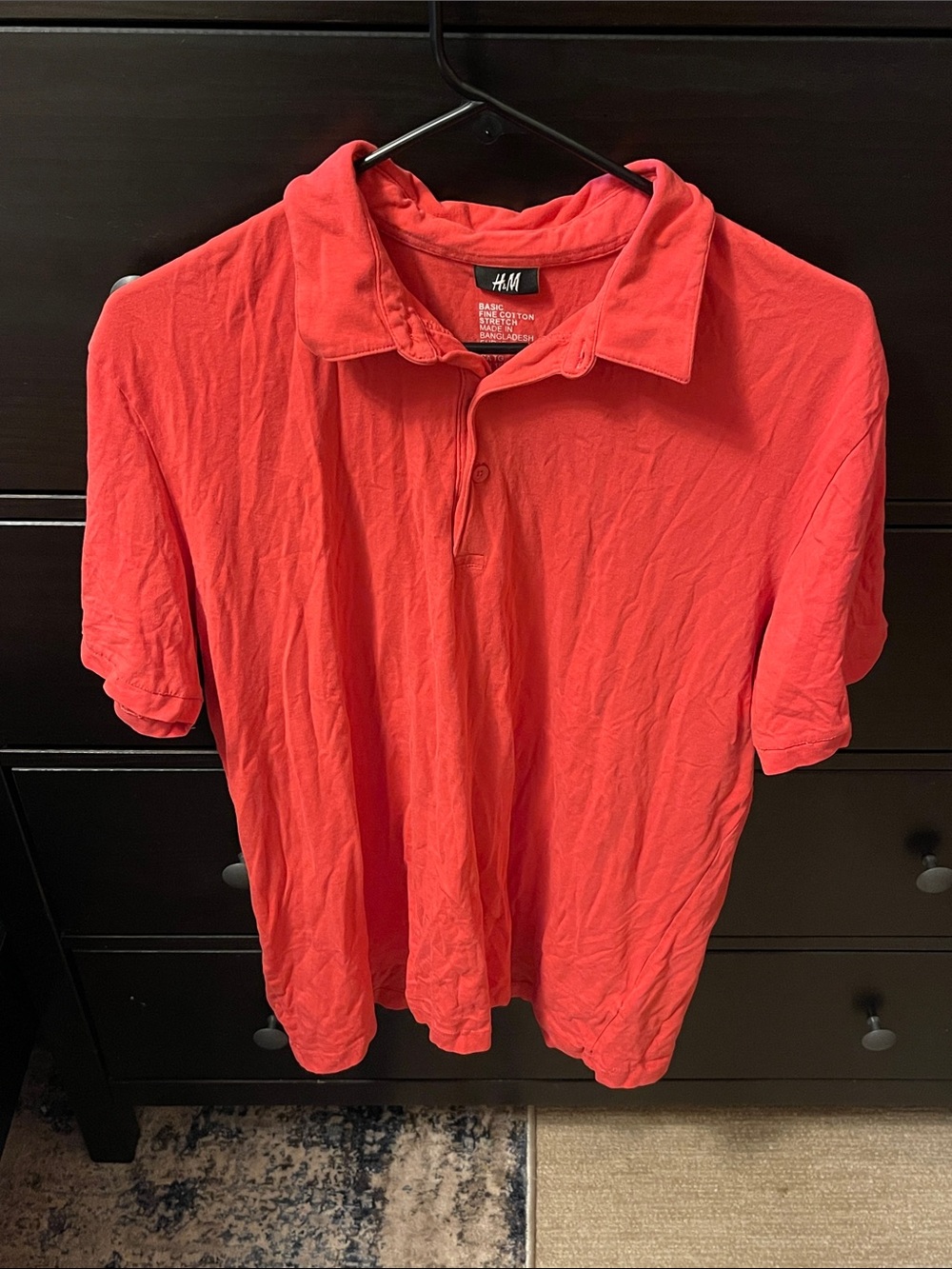 H&M Men's Coral-Red Short Sleeve Polo